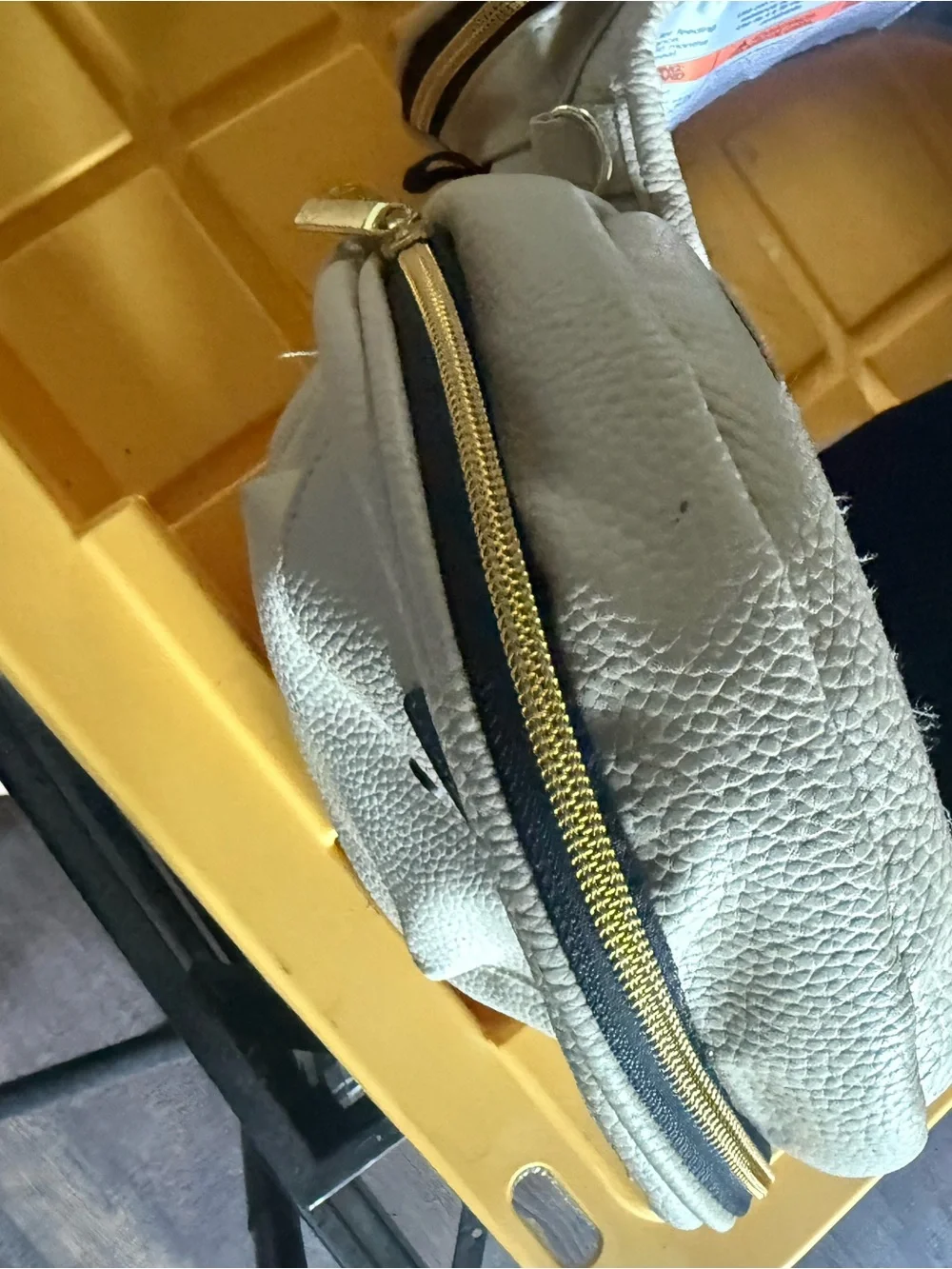 Tushbaby Cream Pebbled Leather Baby Bag
